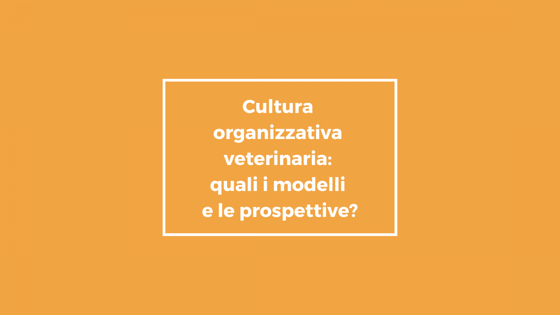 Cultura organizzativa veterinaria: quali i modelli e le prospettive?